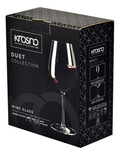 Copa Vino Tinto Krosno Cristal Línea Duet Set 2 Unidades