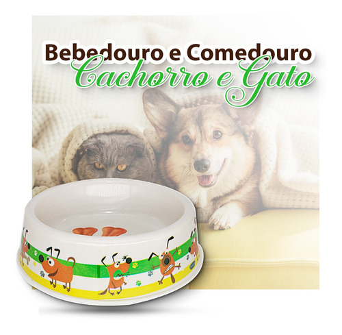 Bebedouro/comedouro P/ Caes E Gatos Plst 18,5*5 Cm Cor:maxx8