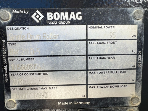 Vibrocompactador Bomag 84 Pulgadas 2018 Mixto Cabina Vibro