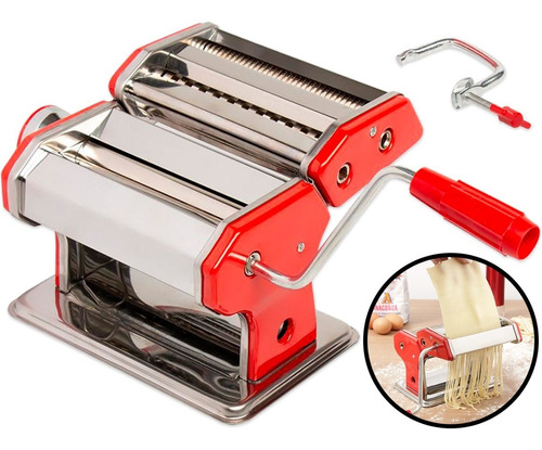 Maquina Para Macarrão E Pastel Hauskraft Inox E Vermelho