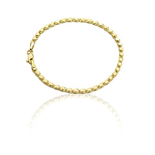 Floreo 10k Cadena Espejo De 3mm De Oro Amarillo Pulsera Con 