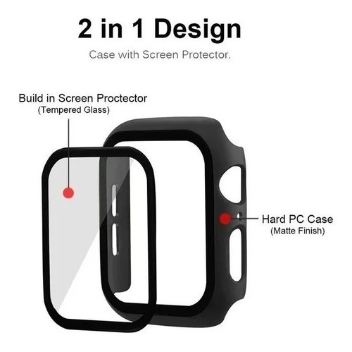 Imagen 2 de 10 de Funda Con Templado 360 Para Apple Watch 41 44 45mm Protector