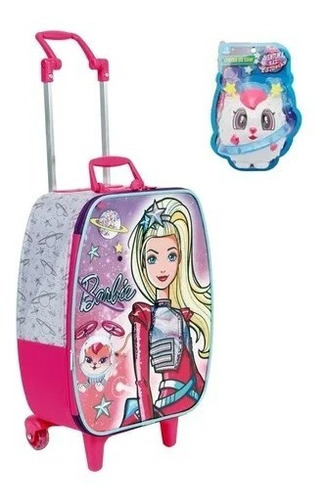 Mala Mochila Rodinha Escolar Infantil Meninas Sestini Barbie