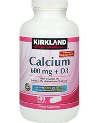 Calcio De 600 Mg + D3 Marca Kirkland Contiene 500unid.