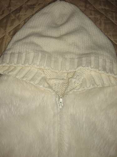 Saco Sacón Cardigan Lana Con Piel Sintética L