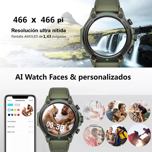 Smartwatch Reloj Inteligente Xiaomi Black Shark Gs3 1.43'' Amoled Compatible con Android y iOS GPS llamada bluetooth(ENC) 50m resistente al agua Verde