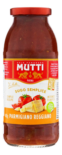 Molho de Tomate com Queijo Parmigiano Reggiano Mutti sem glúten 400 g