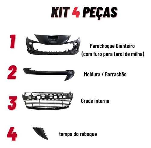 Parachoque Peugeot 207 2008 2009 2010 2011 2012 13 Com Furo