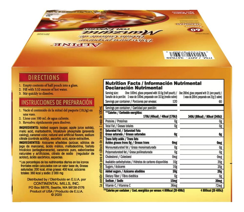 Alpine Té Bebida Caliente Manzana C/especias 60 Pz C/u 2pack