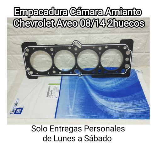 Empacadura Cámara Amianto Chevrolet Aveo 08/14 2huecos