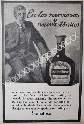Cartel Retro Medicina. Tonico Somatose 1913 Bayer /18
