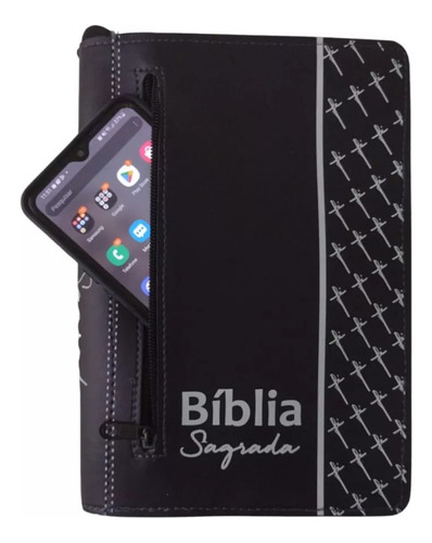 Capa Para Bíblias Com Zíper E Bolso Externo N° 11 Preta 