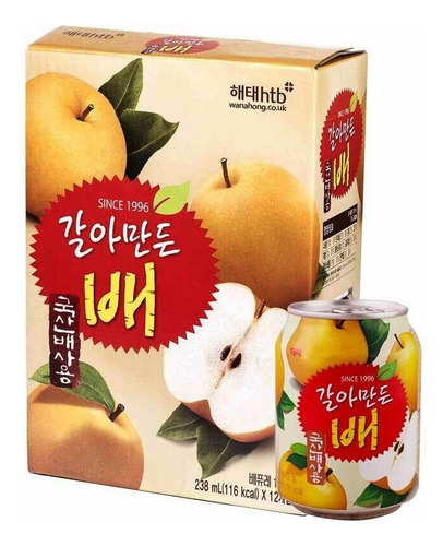 Bebida Coreana Sabor Pera 12 Piezas Pera Asiatica Jugo