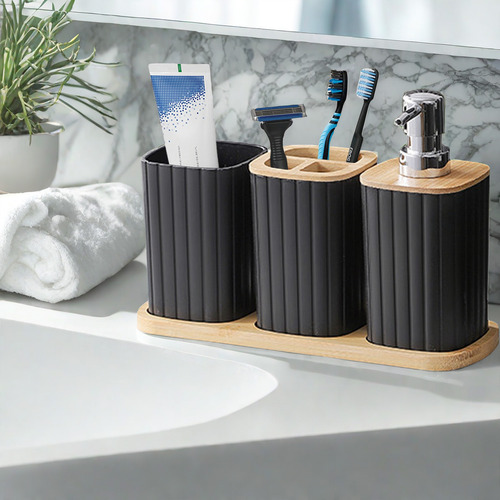 Set De Baño Con Dispensador De Jabón, Cepillo De Dientes, Va