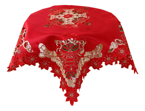 Mantel Rojo Navideño Redondo Para Evitar Ensuciar Holiday G