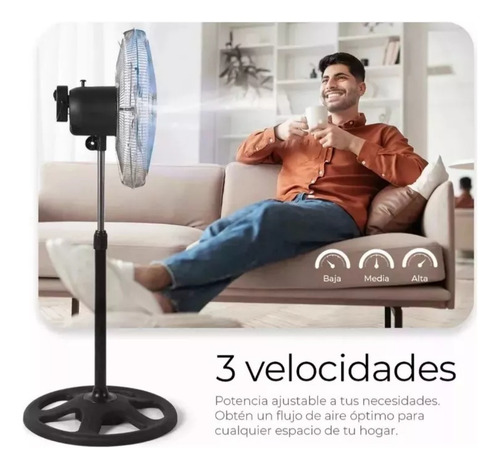 2 Pzs Ventilador Metalico Kit 3 En 1 De Pie Pared Piso Negro