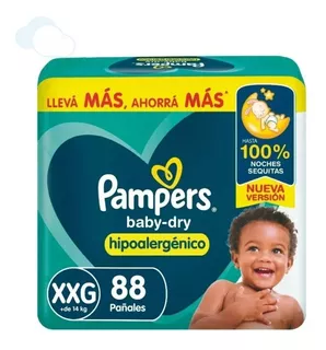 Pampers Baby-dry Hipoalergenico Pack Mensual Los Talle Tamaño Extra Extra Grande (xxg)