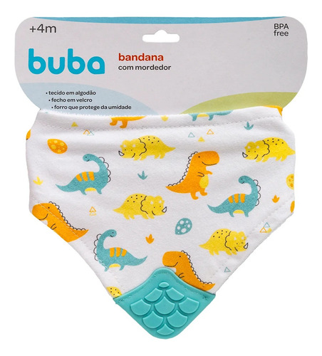Bandana Babador Com Mordedor Divertido Dino Dinossauro Buba