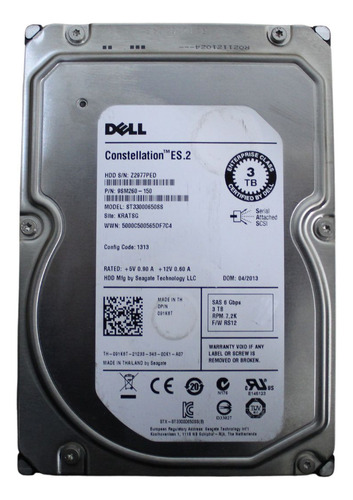 Hd Dell Sas 3,5  3tb 7.2k 6gbs St33000650ss 9sm620-150