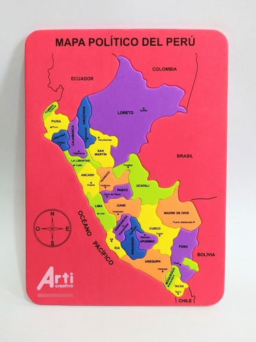 Juego Didáctico Encaje | Rompecabezas Encaje Mapa Del Perú