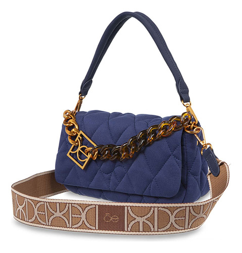 Lady Bag Cloe Para Mujer Textil Acolchada A Rombos Color Azul Marino