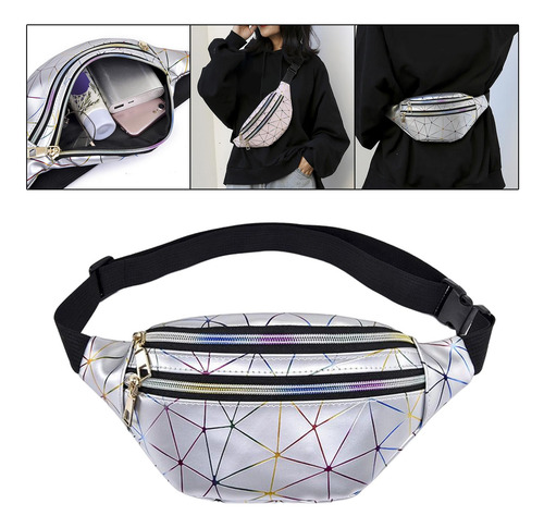 Bolsa De Cintura Crossbody, Prata 31cm X 13cm X 8cm Prata