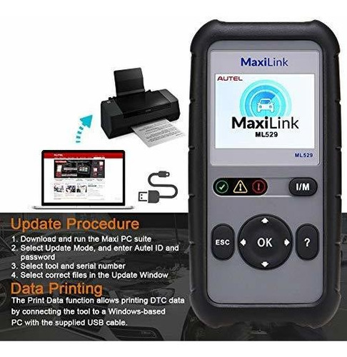 Imagen 3 de 4 de Autel Obd2 Lector Codigo Vehiculo Maxilink Ml529