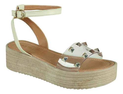 Plataforma Para Mujer Castalia Beige Con Estoperoles 220-66