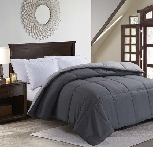 Queen Comforter Duvet Insert Grey  Edredón Acolchado C...