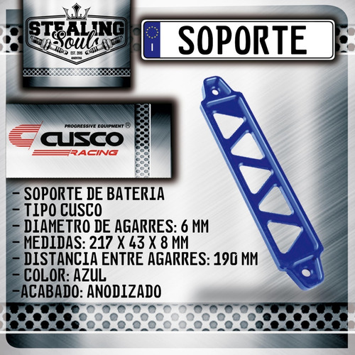 Soporte Bateria | Tipo Cusco | Color Azul | Anonizado | Jdm