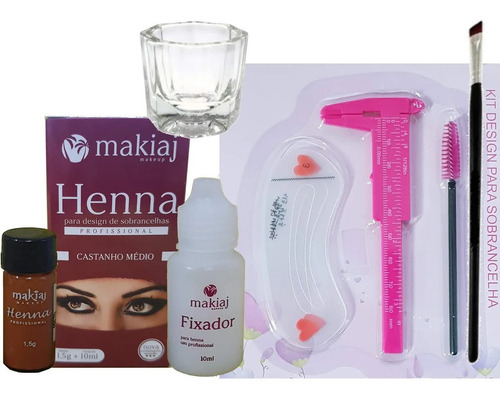 Henna Makiaj  Cejas +molde+paq+cepillo+cepillo +dappen Stok