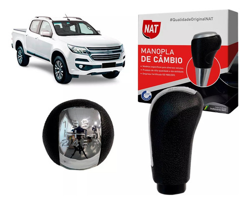 Manopla Câmbio Chevrolet S10 2012 Até 2018 Cromado 6 Marchas