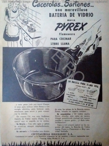 Lote 2 Antiguas Publicidad Clipping Vajilla Pyrex - Año 1956