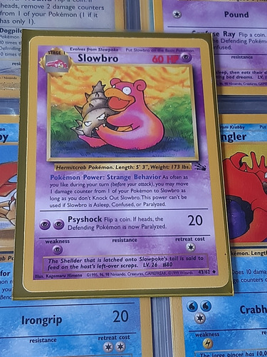 Slowbro 43/62,original De Pokemon Tcg,1999.