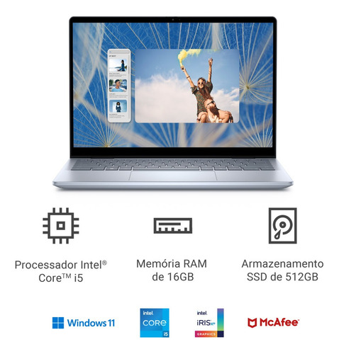 Notebook Dell Inspiron 2in1-i1300-a30 Touch I5 16gb 512gb Prateado