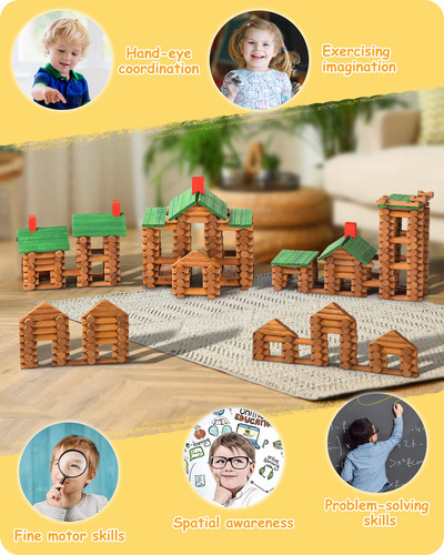 Juego De Cabañas De Madera Building House Toy Sainsmart Jr.