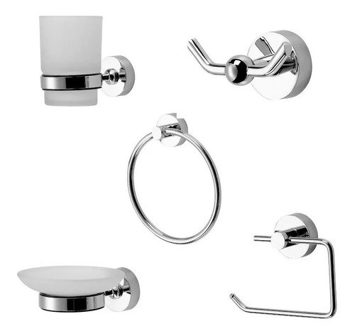 Kit De Accesorios Baño Peirano Linea 3000 5 Piezas Cromado