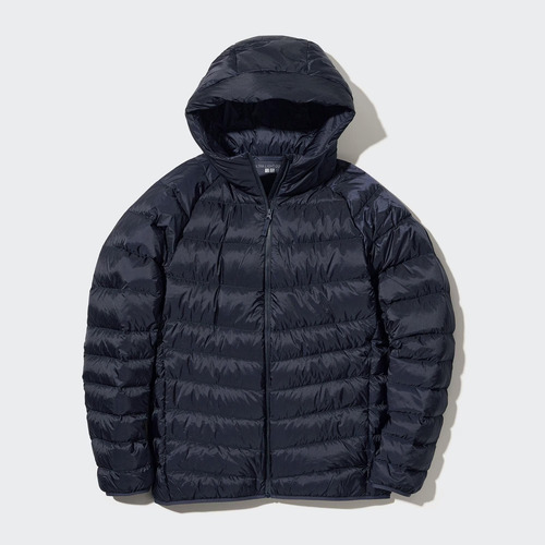 Campera Uniqlo Navy Ultra Light Down Hombre Con Capucha Ed.