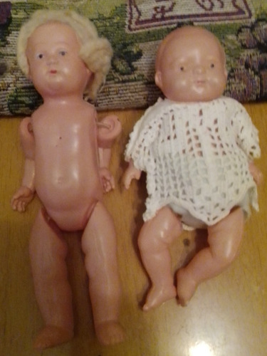 Muñecas Antiguas Plástico Hechos En Japón 50s 13cm 2 Piezas 