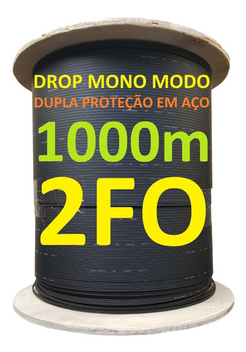 Cabo Fibra Óptica Drop 2fo 1000m Sm Mensageiro Monomodo Clix