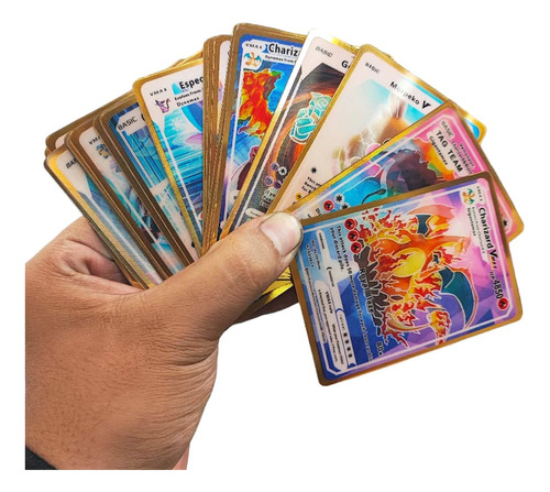 Mazo De 27 Cartas Pokemon 3d Vmax Gx Dx Doradas 