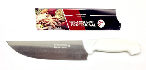 3 X Cuchillo 8´ Mango Plastico Cocina Asado Acero Inoxidable