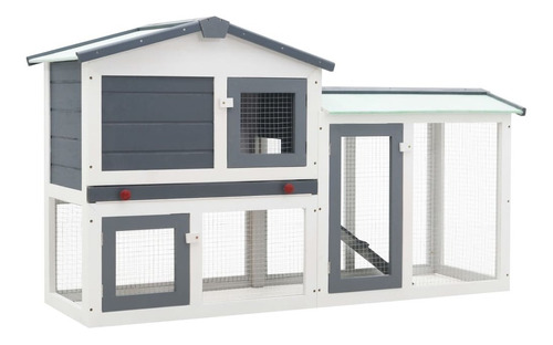 Casa Para Roedores Conejo Para Exterior Gris Y Blanco 150cm