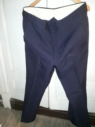 Pantalon De Vestir Azul Con Rayas Para Hombre. Talle Xl