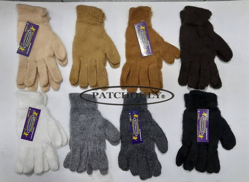Imagen 2 de 3 de Guantes Lana De Alpaca Con Dedos Color Liso Adulto Unisex