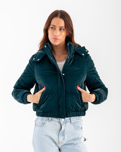 Campera Puffer Mujer Metalizada Inflable Con Piel Yd Importa