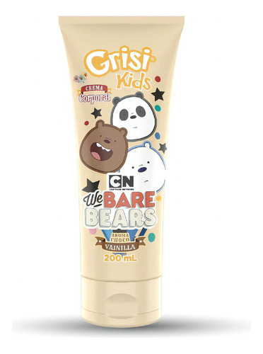  Crema Corporal Grisi Kids We Bare Bears 200ml Fragancia Choco-vainilla Tipo De Envase Pote