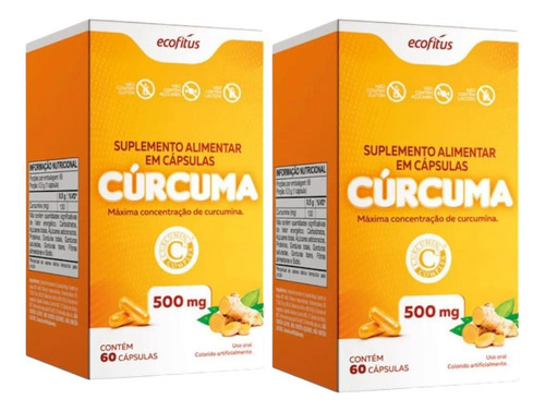 Kit Cúrcuma De 500mg Ecofitus 2 Caixas 60 Cápsulas Cada