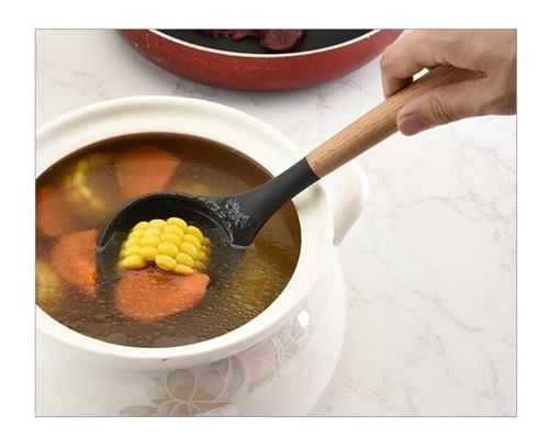 Imagen 6 de 7 de Utensilios Cocina Batidor Mango Madera Punta Silicona Set 9.