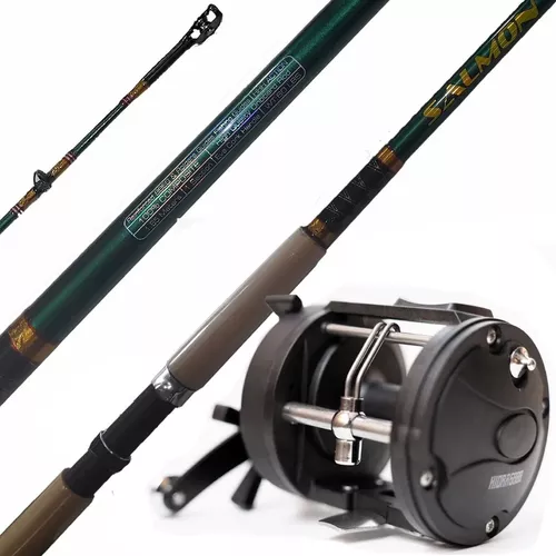 Combo Pesca Embarcado De Altura Caña 60lb Con Roldana + Reel